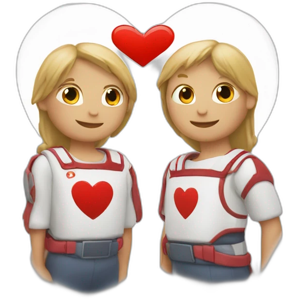 Corazón doble rojo y blanco  emoji