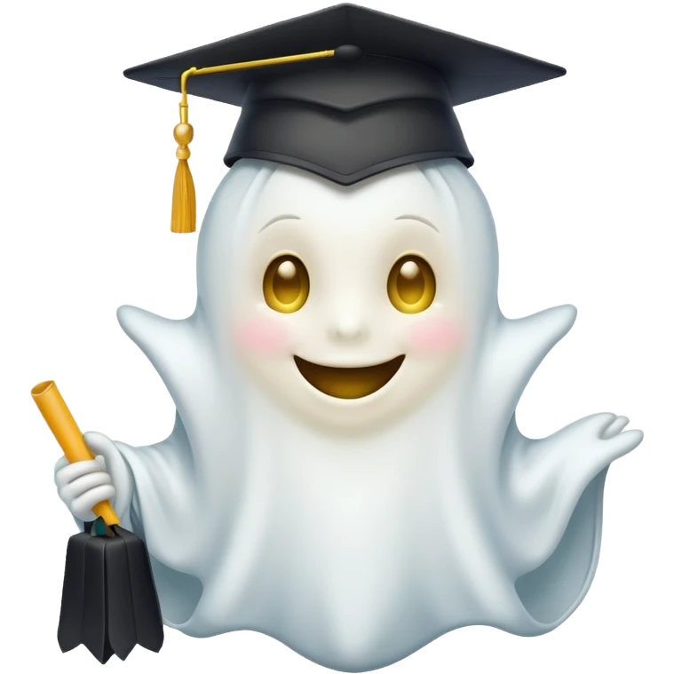 snapchat ghost  smiling with a graduate hat on top emoji