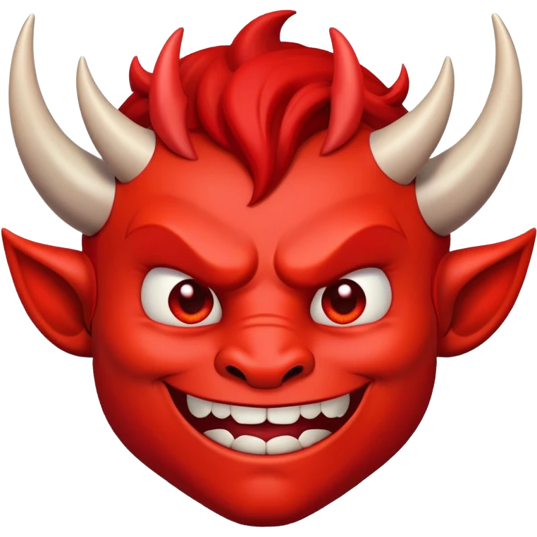 Mischievous red devil with pointy horns and smirk emoji