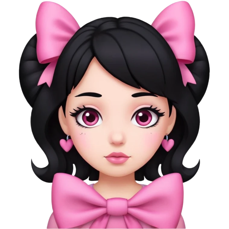 BLACK HAIR AND LOTS AND LOTS OF BOWS AND PINK emoji