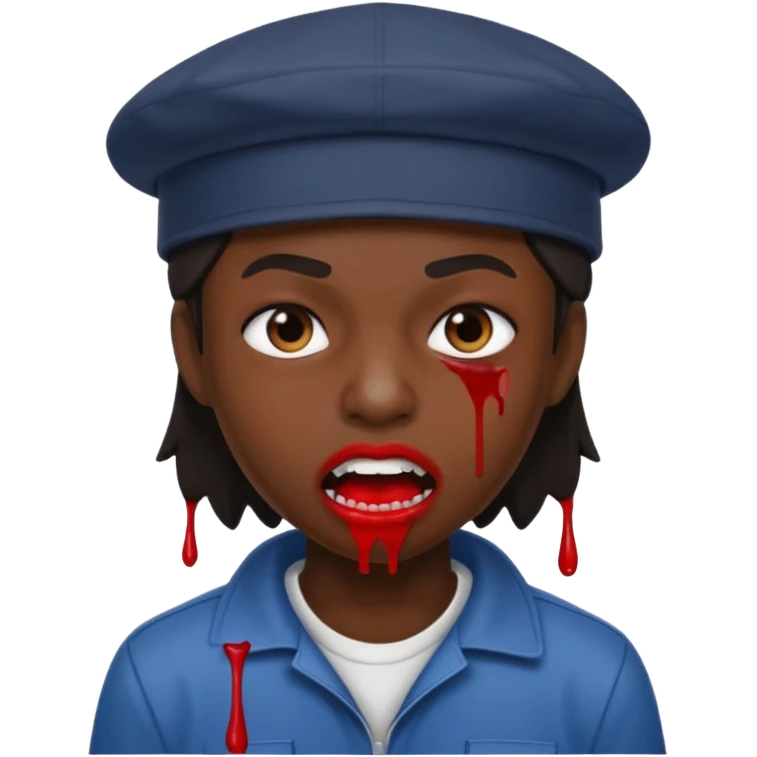 Creme un emoji con gorra hacia tras como cholo con su boca sangrada emoji