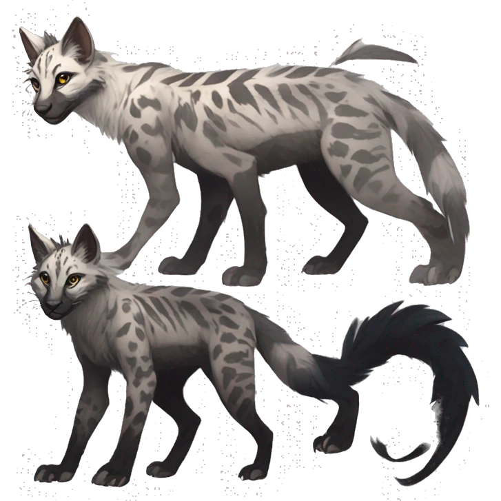 Modern Feral Rare Fantasy Vernid-Trico-species by LiLaiRa, markings, full body emoji