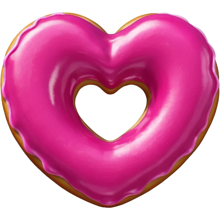 Realistic isolated heart shaped donut with Fuchsia color. emoji