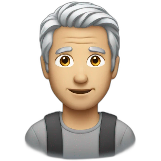 man with grey hair without mustage emoji