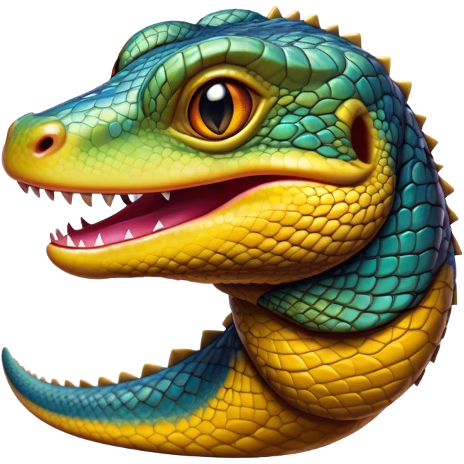 Cinematic Realistic Comical Monitor Lizard Portrait Emoji, Head tilted dramatically with an exaggeratedly amused expression, featuring a striking, glossy scaled hide with bold, angular textures and wide, expressive eyes full of playful disbelief, rendered with lifelike precision and natural vibrant hues, high shine, dramatic yet playful, styled with an air of cheeky wilderness mischief, soft glowing outline, capturing the essence of a spirited and over‐the‐top monitor lizard that looks ready to scurry its way into viral fame! emoji