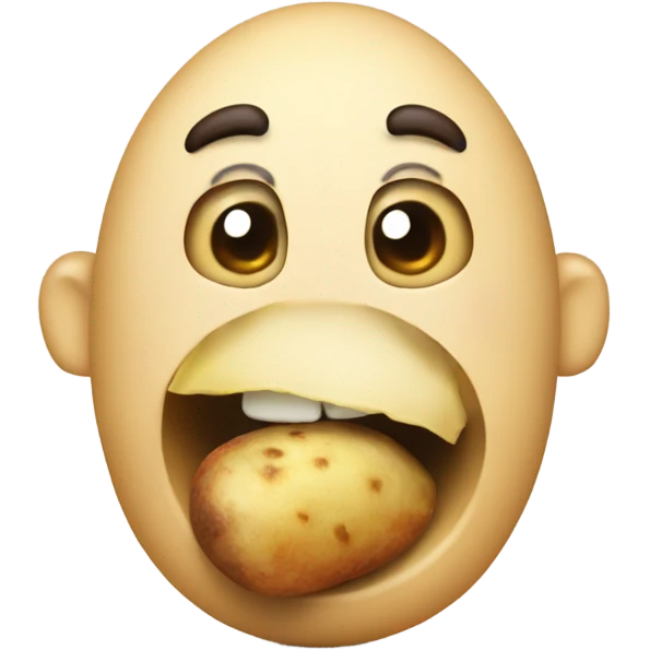 john pork eating a potato with a top emoji