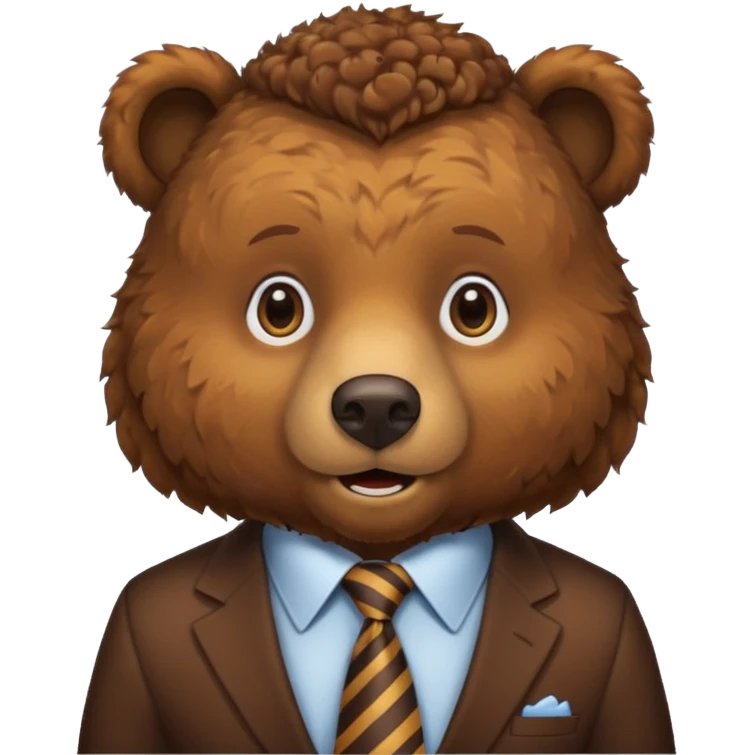curly hair bear with tie emoji