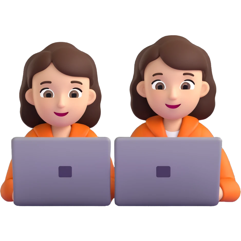 boy and girl on a video call, laptops with faces on screen, happy conversation emoji