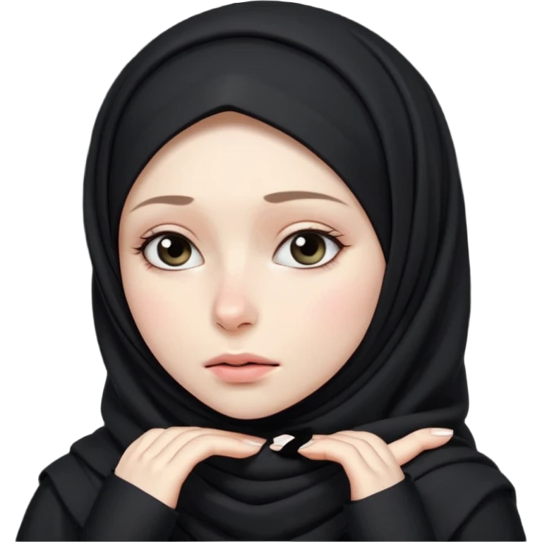sick and tired woman in black hijab more expressive and cuter style of drawing emoji