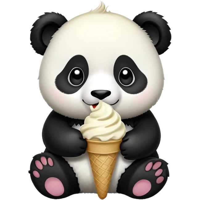 Panda eating ice cream emoji