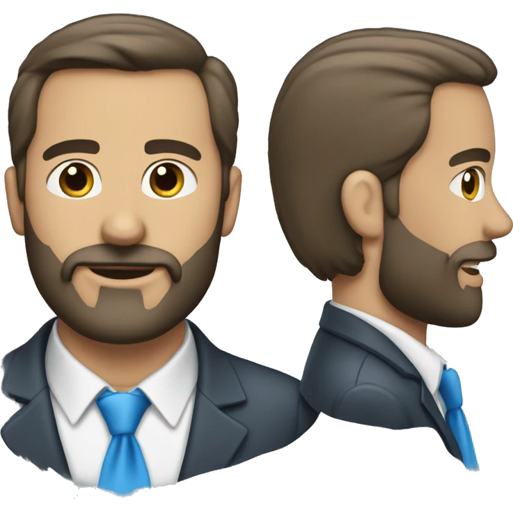 Hombre con barba y corbata azul saludando  emoji