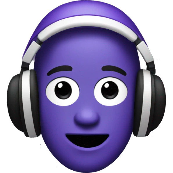 An emoji with purple face and headphone emoji