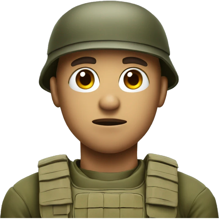 a soldier with a questioning face emoji