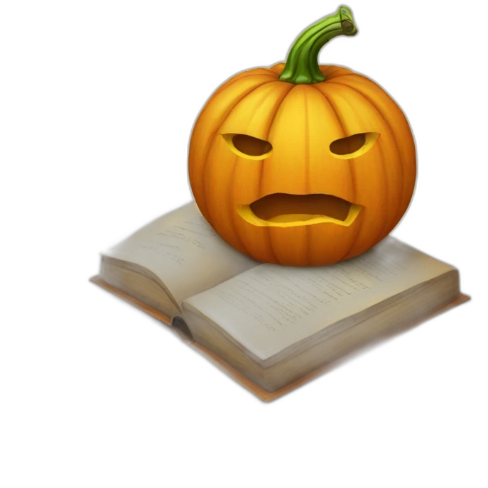 Pumpkin with a book emoji