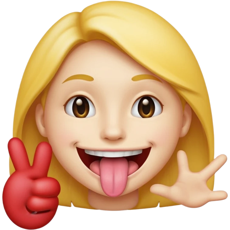 Smiley face with tongue out , and hand on the side emoji