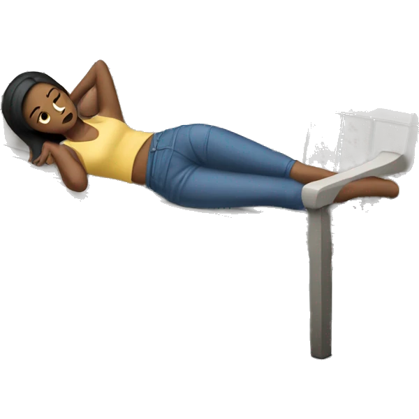 woman laying on her side on a bench propped up by her elbow emoji