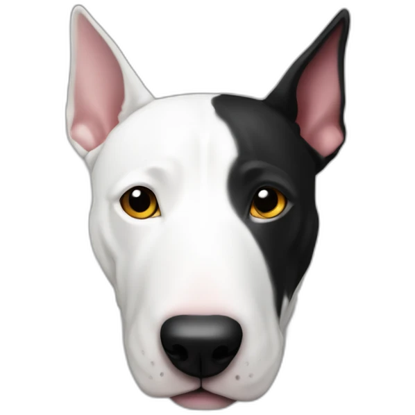 perro bull terrier color blanco con mancha negra en ojo derecho emoji
