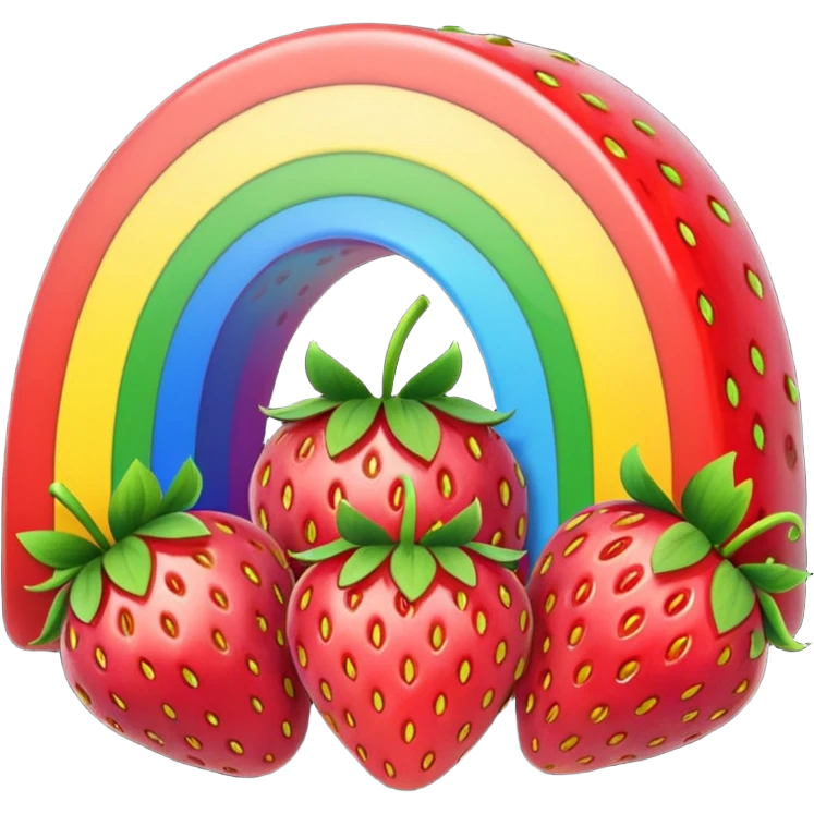 a rainbow with strawberries emoji