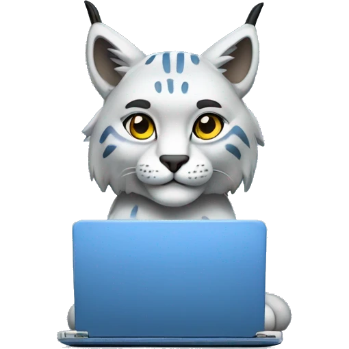 A blue lynx with a laptop emoji