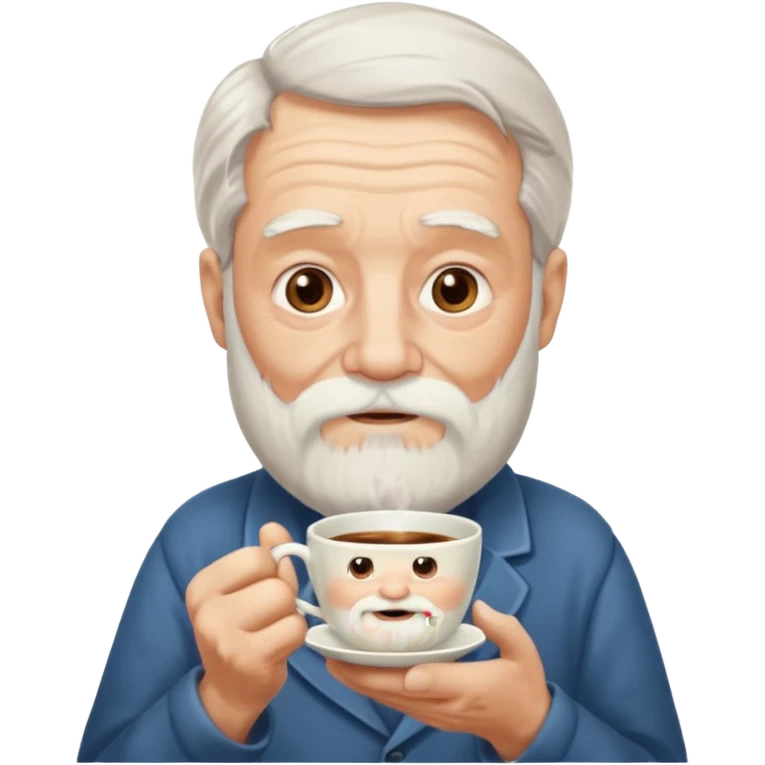Bearded elderly with teacups long beard emoji