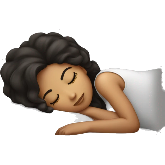 Sleeping girl on pillow dark hair emoji