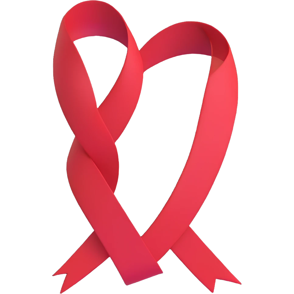 red ribbon, 3D emoji style emoji