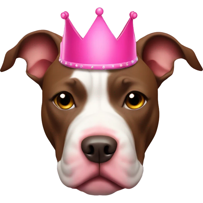 Pit bull with pink crown and brown around one of its eyes emoji