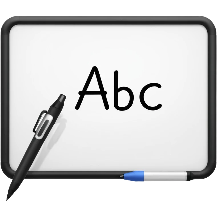 Whiteboard with ABC written on with handwriting emoji