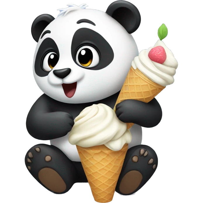 Panda eating ice cream emoji
