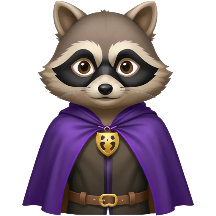 alors ce raton laver doit être équipé d'une cape de thieving noir avec trim bordure mauve comme dans le jeu old school runescape. au centre de la cape une icone de masque de voleur est visible emoji