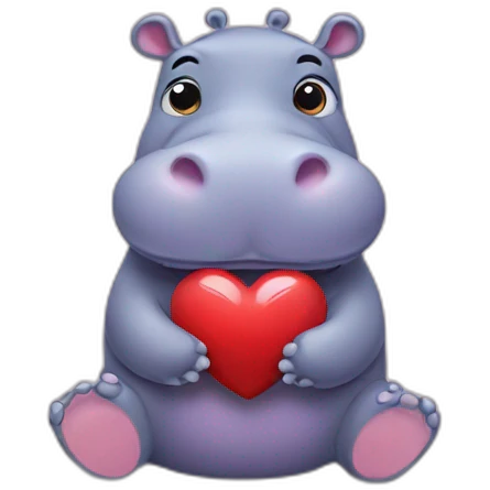 hippo holding a heart emoji