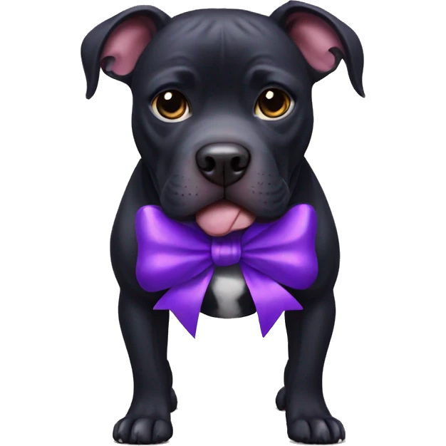 Black pitbull with purple bow emoji