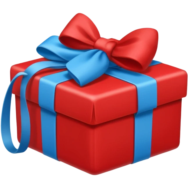 Cadeau rouge et bleu et avec écris dessus : cadeau à la clé  emoji