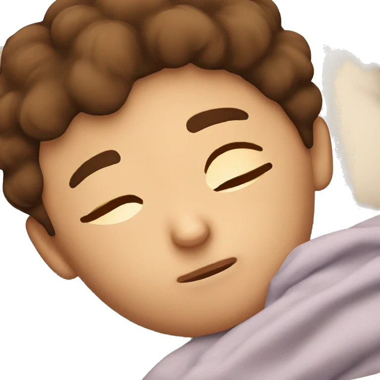Brown hair boy sleeping in bed emoji
