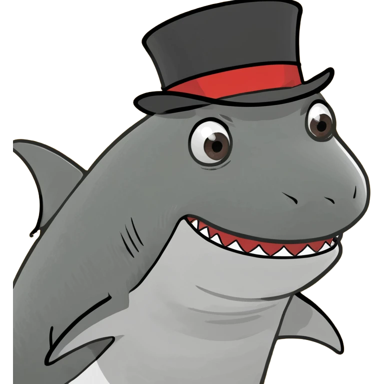 Shark with a top hat emoji