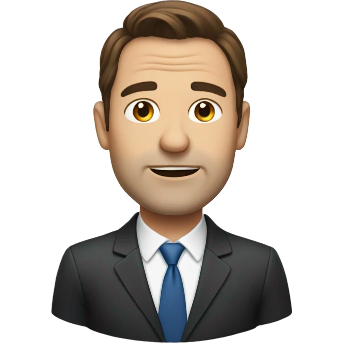 middle aged man with brown hair wearing a suit. Show from the shoulders up emoji