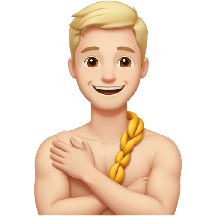 arms crossed holding neck laughing guy emoji