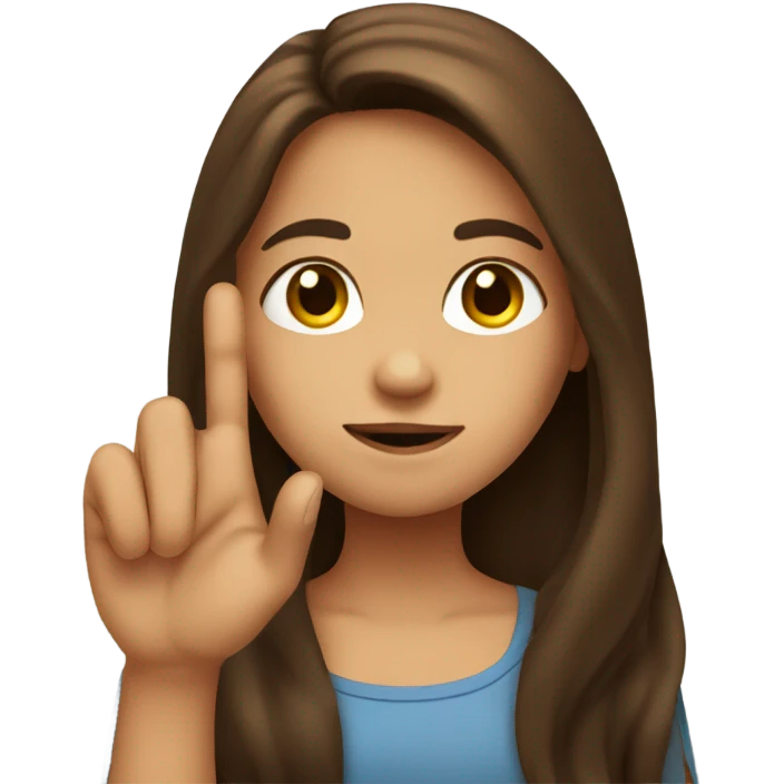 Girl with long brown hair and her finger fingers crossed emoji