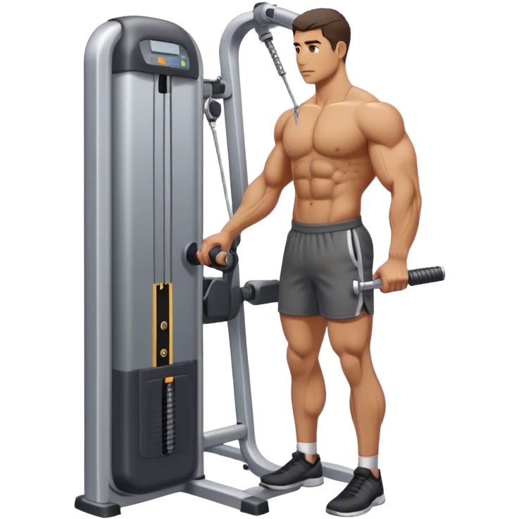 side-view man standing cable-machine tricep-pushdown emoji