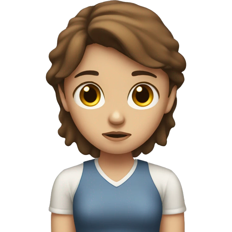 sad lonely brown haired girl without boyfriend emoji