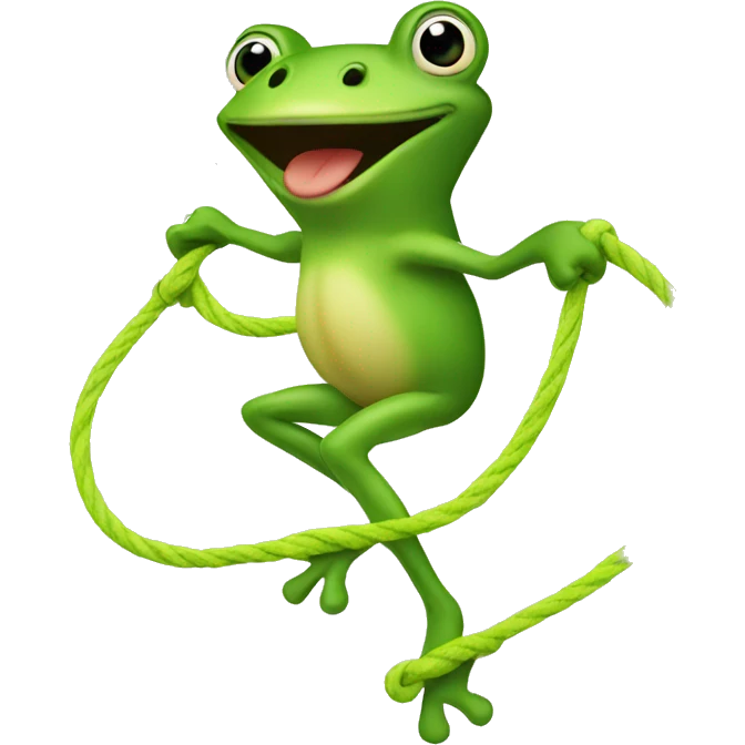 A frog jumping rope emoji