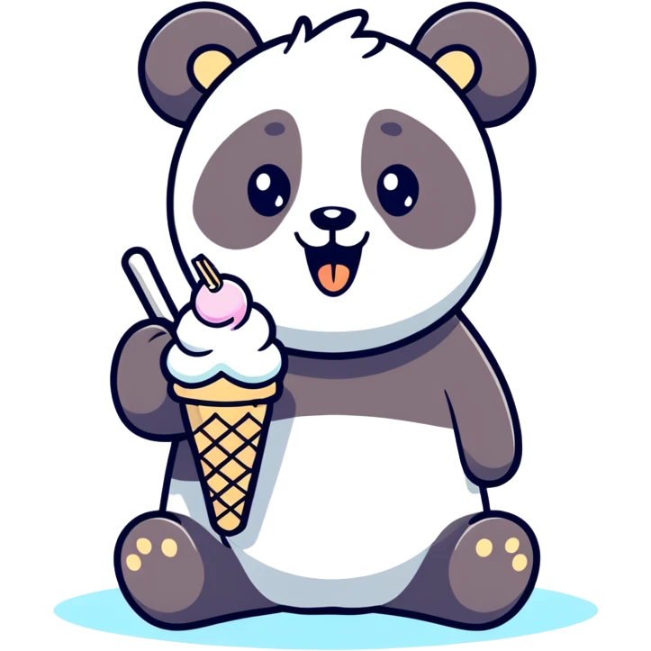Panda eating ice cream emoji