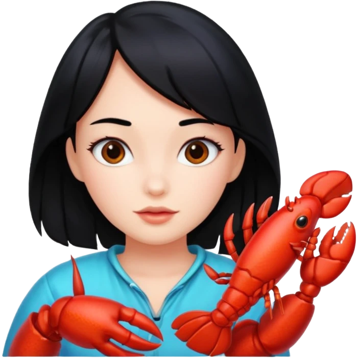 Generate an emoji for “lobster girl” make it cute. She has black hair emoji