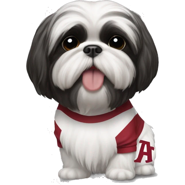 Black and white Shih tzu wearing Alabama jersey emoji