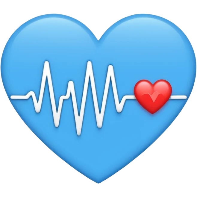 Minimal medical AI logo, heart + signal wave, flat emoji style, clean, modern, blue and white emoji