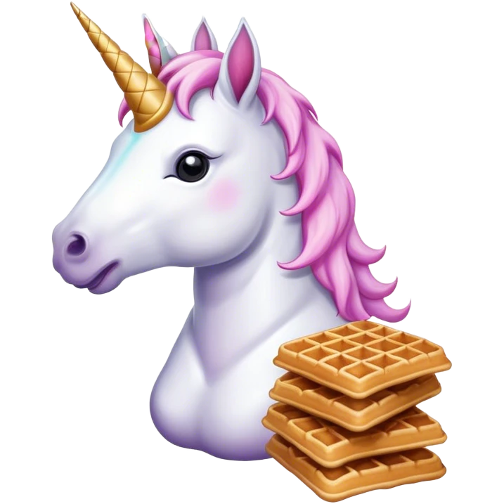 Unicorn eating waffles emoji
