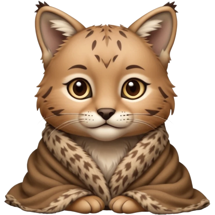 Cozy bobcat cub in blanket emoji