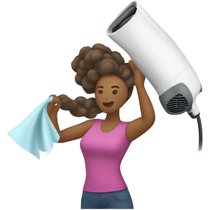 Woman dries wet sail with hair dryer emoji