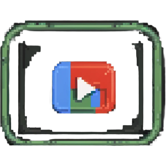 YouTube play button icon with channel name emoji