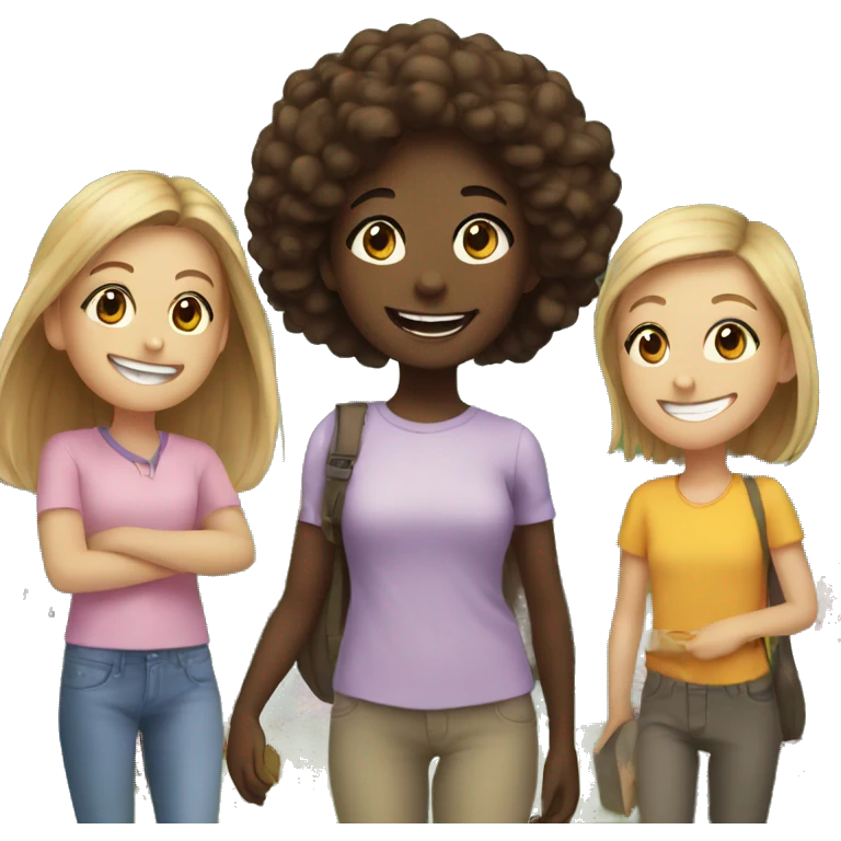 girl smiling outdoors with friends emoji